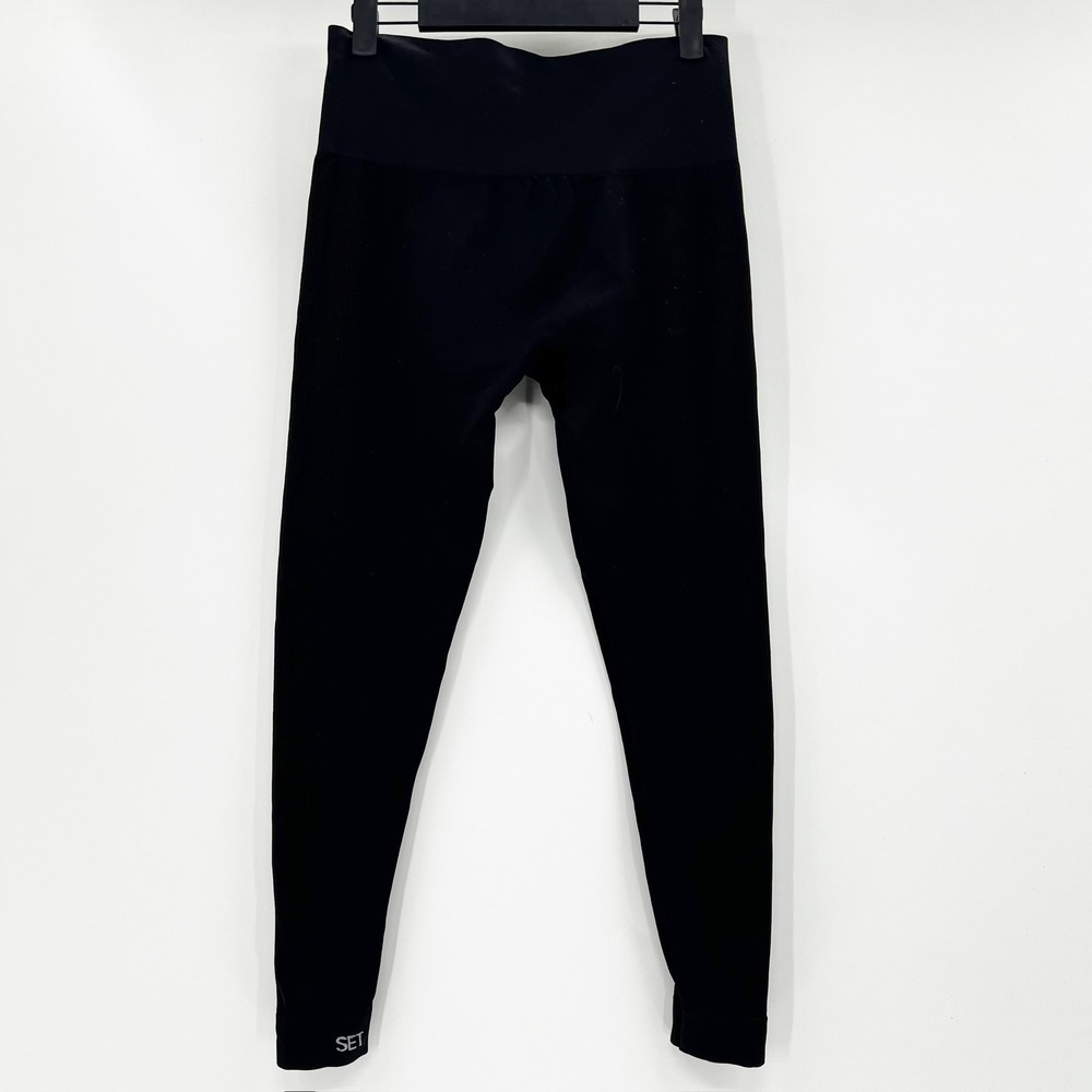 SET ACTIVE High Waisted‎ Leggings Black Seamless Activewear Athleisure Size L - Picture 2 of 3